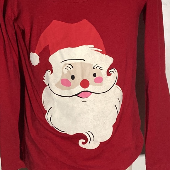 NiteNite Santa Face Size M Long Sleeve Red Night Shirt 60% Cotton 40% Polyester - Picture 5 of 6